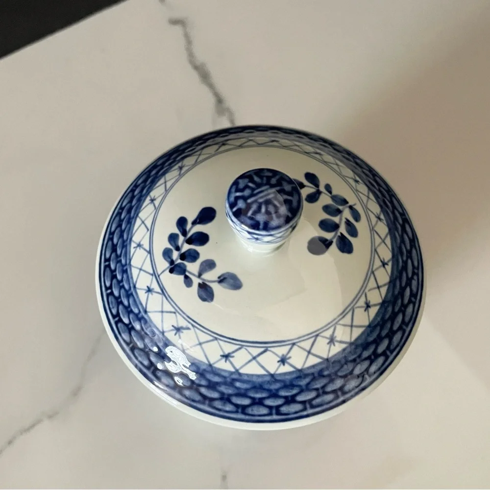 Tranquebar Blue Lidded Sugar Bowl by Royal Copenhagen